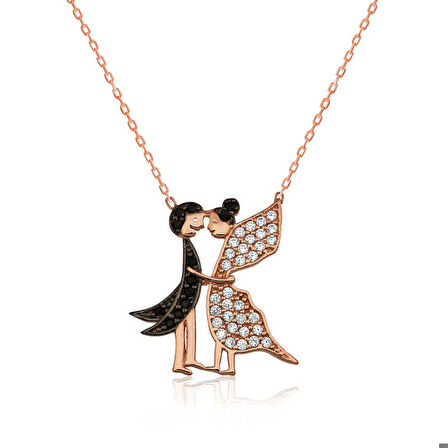 Ebuz Gümüş Aşık Kelebekler Kadın Kolye