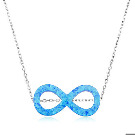 Ebuz Gümüş Opal Taşlı Sonsuzluk Kolye
