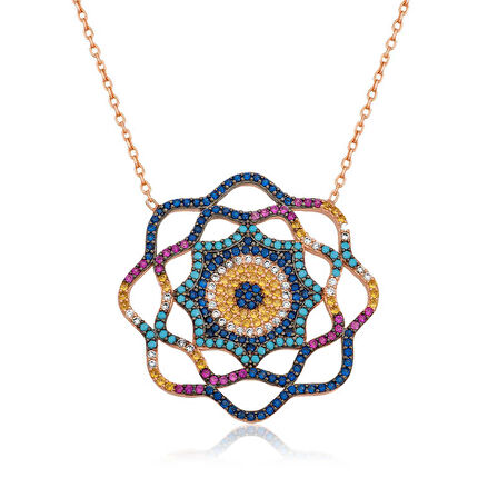 Ebuz Gümüş Yaşam Güneşi Nazar Kadın Kolye