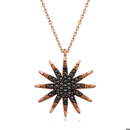 Ebuz Gümüş Rose Kutup Yıldızı Kadın Kolye