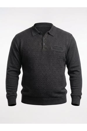 ERKEK BATTAL POLO YAKA TRİKO KAZAK BEL LASTİKLİ ÇELİK ÖRGÜ KLASİK KALIP