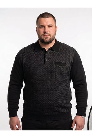 ERKEK BATTAL POLO YAKA TRİKO KAZAK BEL LASTİKLİ ÇELİK ÖRGÜ KLASİK KALIP