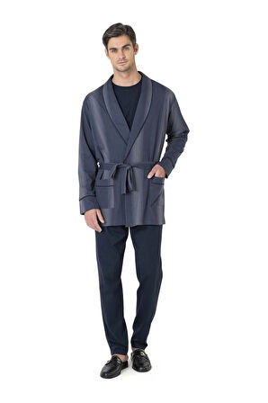 Çizgili Robdöşambr Penye Pijama Takımı 3'lü Çeyiz Seti 5630