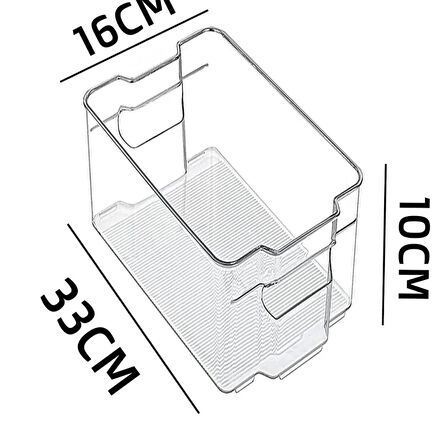 1 Adet Şeffaf Akrilik Buzdolabı Düzenleyeci Sepet  İçecek ve Gıda Organizeri