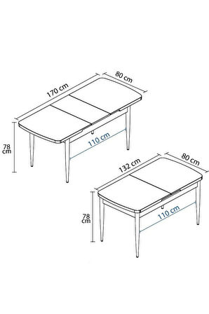 Ebrar Serisi 80x132 Açılabilir MDF Doğal Gürgen Ayak Beyaz Mutfak Masası,Yemek Masası