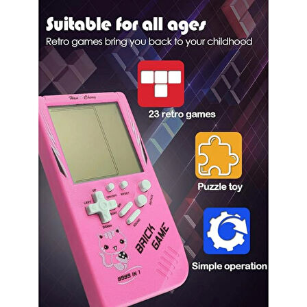 Ozmik Tuğla Oyun Konsolu 23 Bulmaca Oyunu Dahili, 3.5 inç LCD Mini Taşınabilir Atari