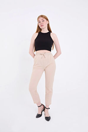 Ebedi Tam Kalıp Basic Eşofman Pantolon - Bej