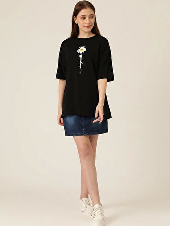 Ebedi Baskılı T-shirt - Siyah