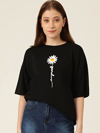 Ebedi Baskılı T-shirt - Siyah