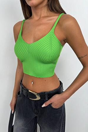 Ebedi V Yaka Crop Bluz