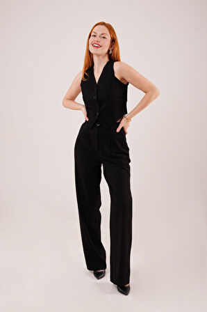 Ebedi Premium Model Oturtmalı Siyah Pantolon