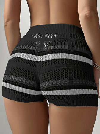 Ebedi Kadın Belinden Bağlamalı Mini Triko Short