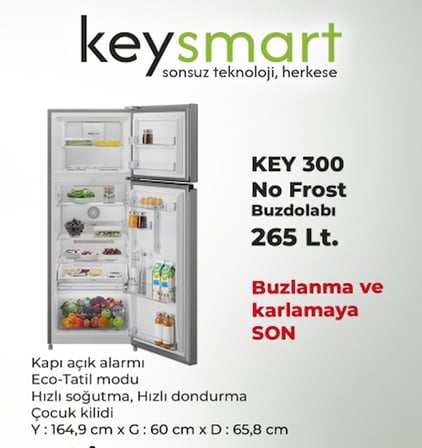 Keysmart KEY 300 NFE Çift Kapılı No Frost Buzdolabı