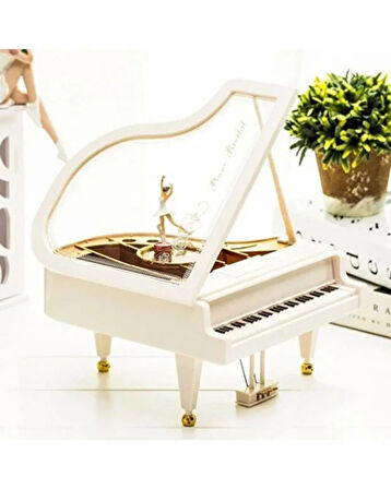 Balerinli Piyano Müzik Kutusu – Dönen Balerinli Dekoratif Piyano Şeklinde Müzik Kutusu | Nostaljik Hediyelik ve Dekor Ürünü