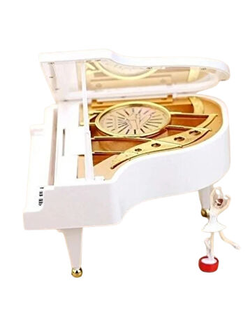 Balerinli Piyano Müzik Kutusu – Dönen Balerinli Dekoratif Piyano Şeklinde Müzik Kutusu | Nostaljik Hediyelik ve Dekor Ürünü