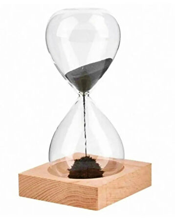Manyetik Kum Saati – Dekoratif Masa Aksesuarı, Manyetik Metal Kumlu Zaman Ölçer, Ahşap Tabanlı (1 Dakikalık)