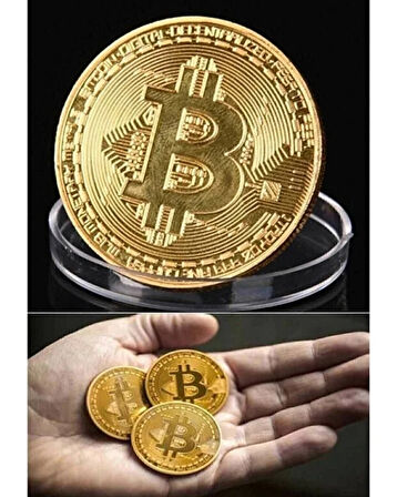 Bitcoin Hatıra Parası – Altın Renk Metal Koleksiyon Parası – Kripto Para Temalı Dekoratif Coin