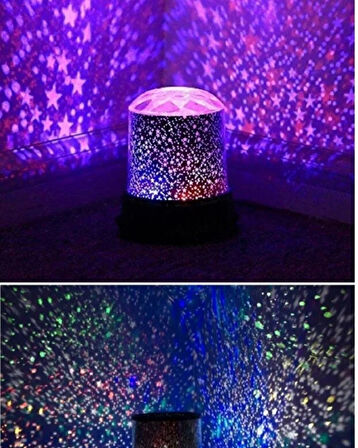 Yıldızlı Gökyüzü Gece Lambası – Dönen LED Projektör Işık – Romantik Atmosfer Lamba