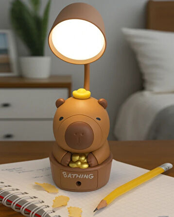 Sevimli Ayı Figürlü LED Masa Lambası – USB Şarjlı Esnek Boyunlu Gece Lambası – Çocuk Odası ve Çalışma Masası Işığı