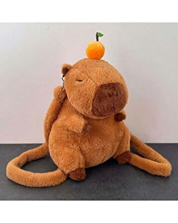 Sevimli Peluş Kapibara Sırt Çantası – Yumuşak Oyuncak Çanta | Kadın, Çocuk, Genç | Kahverengi Pelüş Sırt Çantası