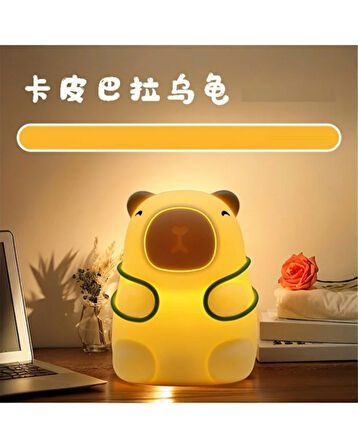 Kapibara Figürlü LED Gece Lambası | Sevimli Kaplumbağalı Tasarım | USB Şarjlı Masa Lambası | Dekoratif Gece Işığı