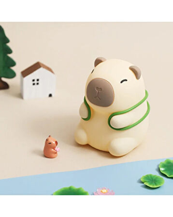 Kapibara Figürlü LED Gece Lambası | Sevimli Kaplumbağalı Tasarım | USB Şarjlı Masa Lambası | Dekoratif Gece Işığı