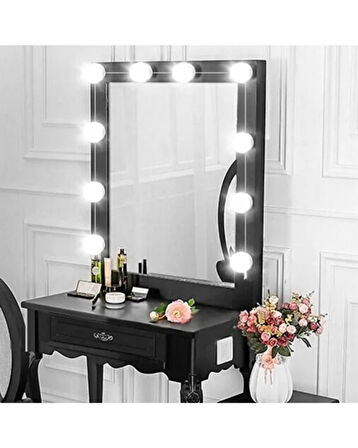 Hollywood Tarzı LED Makyaj Aynası Işık Seti | 3 Modlu USB’li Ayarlanabilir Ampul Aydınlatma | Beyaz – Sıcak – Doğal Işık
