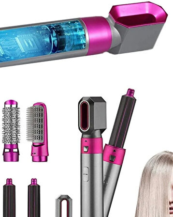 5’i 1 Arada Saç Şekillendirici Fön Makinesi – 5 Başlıklı Hot Air Styler, Saç Kurutma ve Bukle Yapma Seti