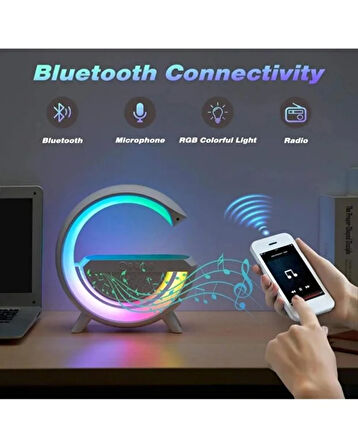 RGB Işıklı Bluetooth Hoparlörlü Akıllı Masa Lambası – Kablosuz Şarj Destekli Çok Fonksiyonlu Led Lamba