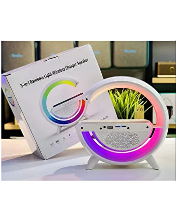 RGB Işıklı Bluetooth Hoparlörlü Akıllı Masa Lambası – Kablosuz Şarj Destekli Çok Fonksiyonlu Led Lamba