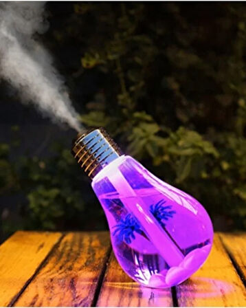 Ampul Şeklinde LED Işıklı Hava Nemlendirici – USB Su Buhar Makinesi, Mini Aroma Difüzör, Masa Üstü Dekoratif Humidifier