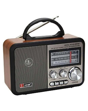 Retro Taşınabilir Radyo FM/AM/SW – Bluetooth Destekli USB/TF Mp3 Çalar | Şarjlı El Taşıma Kollu Radyo