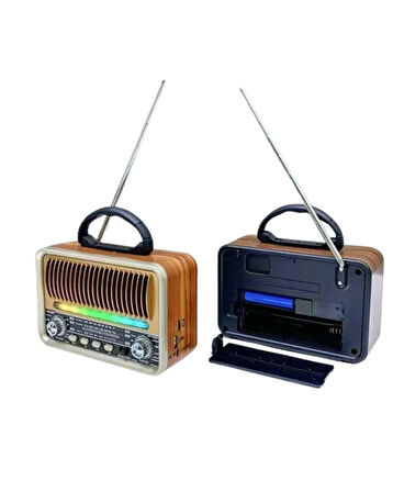 Retro Taşınabilir Radyo NS-7069BT – FM/AM/SW3 Çoklu Frekans – Bluetooth USB/TF Kart MP3 Çalar – Şarjlı Ahşap Görünümlü Radyo