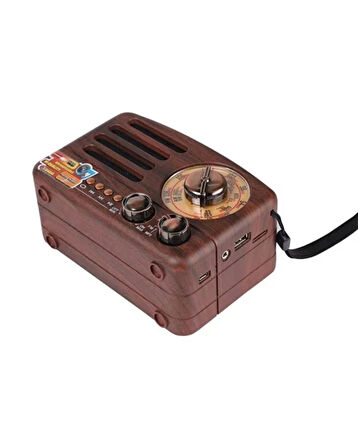 Retro Şarjlı Radyo NS-3380BT – FM/AM/SW Çoklu Frekans – Bluetooth USB/TF Kart MP3 Çalar – Ahşap Görünümlü Taşınabilir Radyo