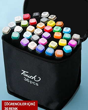 Touch 36 Renk Marker Kalem Seti – Çift Uçlu Alkol Bazlı Eskiz Çizim Boya Kalemleri + Taşıma Çantası