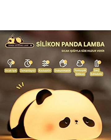 Sevimli Panda Gece Lambası – Silikon Dokulu LED Bebek Uyku Işığı | USB Şarjlı, Renk Değiştiren, Yumuşak Dokulu Gece Lambası