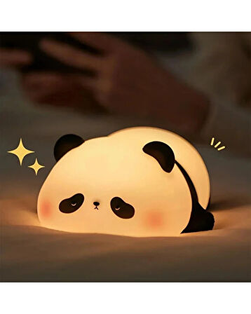 Sevimli Panda Gece Lambası – Silikon Dokulu LED Bebek Uyku Işığı | USB Şarjlı, Renk Değiştiren, Yumuşak Dokulu Gece Lambası
