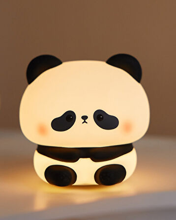 Sevimli Panda Gece Lambası – Silikon LED Dokunmatik Bebek Gece Işığı | USB Şarjlı Ortam Lambası