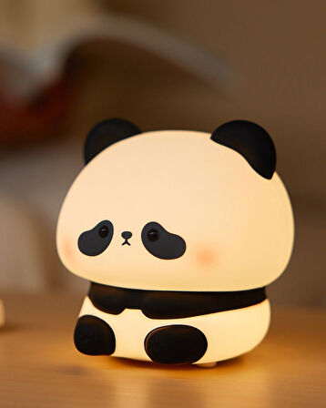 Sevimli Panda Gece Lambası – Silikon LED Dokunmatik Bebek Gece Işığı | USB Şarjlı Ortam Lambası