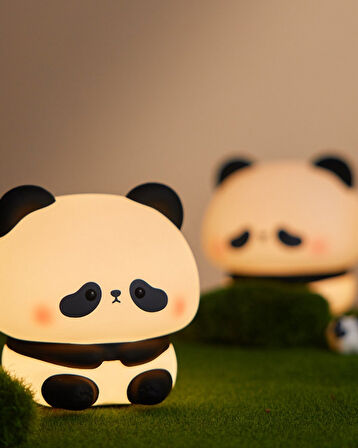 Sevimli Panda Gece Lambası – Silikon LED Dokunmatik Bebek Gece Işığı | USB Şarjlı Ortam Lambası