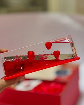Sıvı Kalp Aşk Tasarımlı Sallanan Dekoratif Masa Üstü Süs – Hediyelik Romantik Lovers Blok