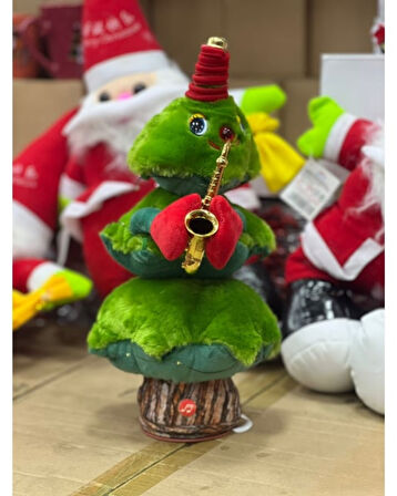 Müzikli Dans Eden Yılbaşı Ağacı – Saksafon Çalan Hareketli Noel Ağacı Oyuncak Dekor