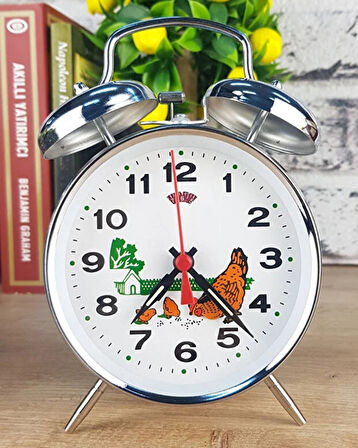 Vintage Çift Zilli Metal Çalar Saat – Retro ve Dekoratif Alarm Saat