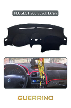 PEUGEOT 206 Büyük EkranTORPİDO KORUMA HALISI GRİ KENAR