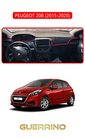 PEUGEOT 208 (2015-2020)TORPİDO KORUMA HALISI KIRMIZI KENAR