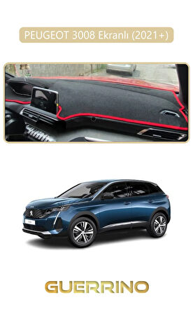 PEUGEOT 3008 ekranlı (2021+)TORPİDO KORUMA HALISI BEJ KENAR