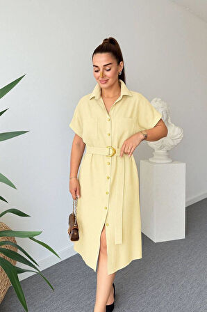 Kemerli Gömlek Elbise