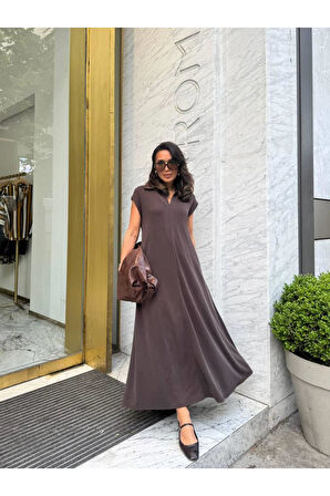 Polo Yaka Pamuklu Salaş Elbise