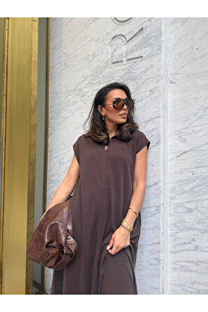 Polo Yaka Pamuklu Salaş Elbise
