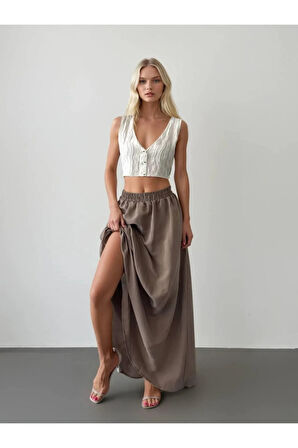 Uzun Beli Lastikli Etek